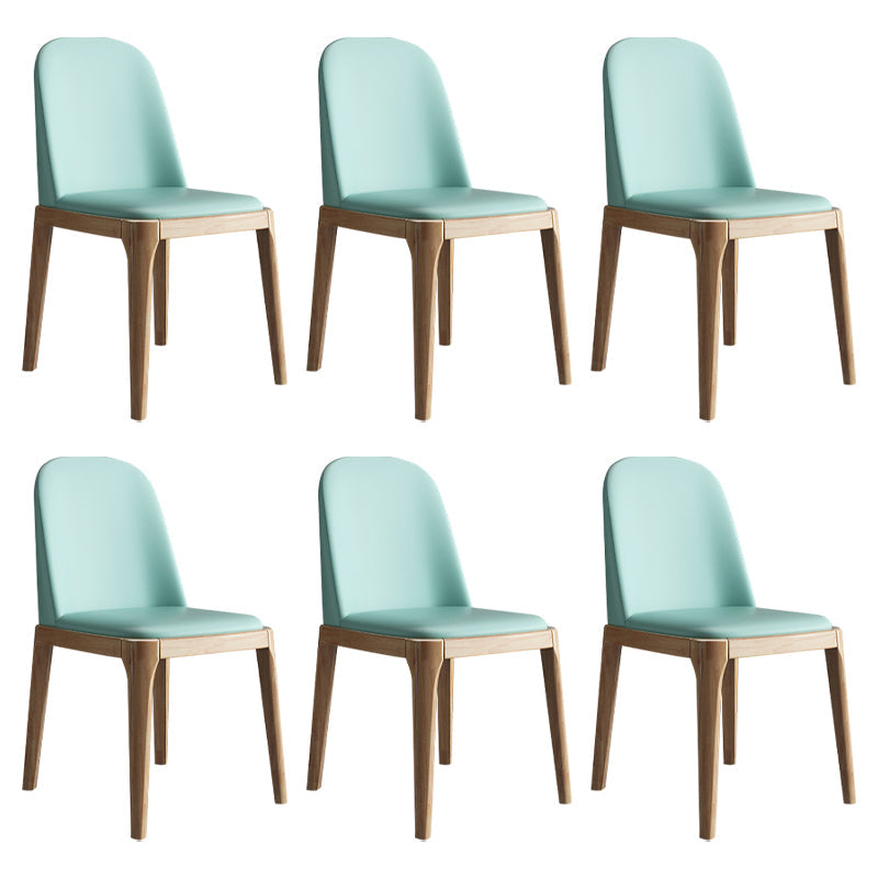 Scandinavian Home Side Chair Solid Back Wood Upholstered Dining Room Chair Light Blue 6 Piece Set Clearhalo ' kitchen&dining_furn' 'Dining Chairs' 'Dining Tables & Seating' 'dining_chair' 'furn' 'furn_dining_chair' 'Furniture' 'furniture_dining_chair' 'Kitchen & Dining Furniture' 'kitchen' 3852032