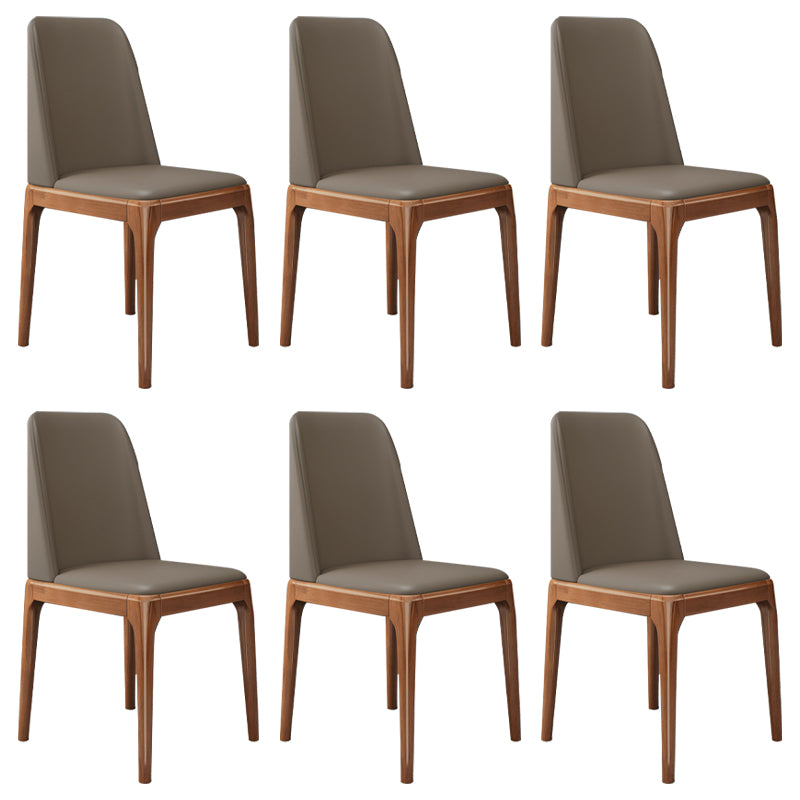 Scandinavian Home Side Chair Solid Back Wood Upholstered Dining Room Chair Khaki 6 Piece Set Clearhalo ' kitchen&dining_furn' 'Dining Chairs' 'Dining Tables & Seating' 'dining_chair' 'furn' 'furn_dining_chair' 'Furniture' 'furniture_dining_chair' 'Kitchen & Dining Furniture' 'kitchen' 3852038