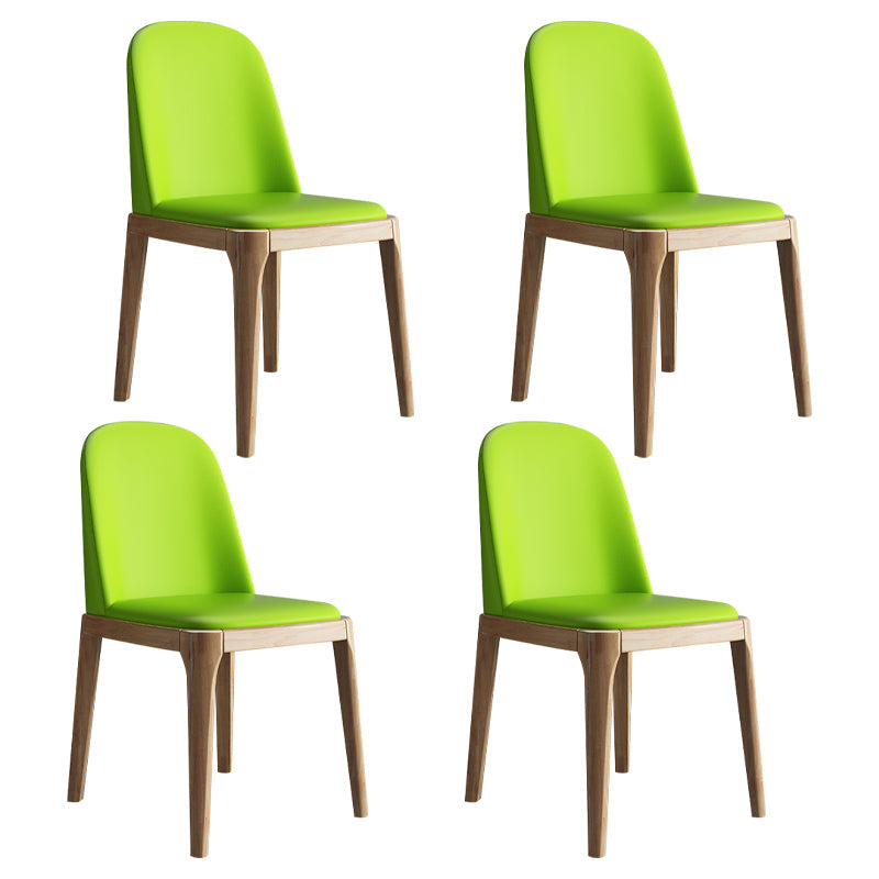 Scandinavian Home Side Chair Solid Back Wood Upholstered Dining Room Chair Fluorescent Yellow 4 Piece Set Clearhalo ' kitchen&dining_furn' 'Dining Chairs' 'Dining Tables & Seating' 'dining_chair' 'furn' 'furn_dining_chair' 'Furniture' 'furniture_dining_chair' 'Kitchen & Dining Furniture' 'kitchen' 3852046