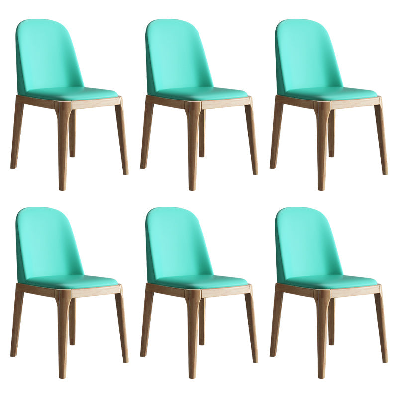 Scandinavian Home Side Chair Solid Back Wood Upholstered Dining Room Chair Blue-Green 6 Piece Set Clearhalo ' kitchen&dining_furn' 'Dining Chairs' 'Dining Tables & Seating' 'dining_chair' 'furn' 'furn_dining_chair' 'Furniture' 'furniture_dining_chair' 'Kitchen & Dining Furniture' 'kitchen' 3852053