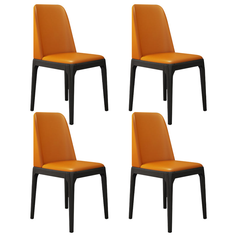 Scandinavian Home Side Chair Solid Back Wood Upholstered Dining Room Chair Orange 4 Piece Set Clearhalo ' kitchen&dining_furn' 'Dining Chairs' 'Dining Tables & Seating' 'dining_chair' 'furn' 'furn_dining_chair' 'Furniture' 'furniture_dining_chair' 'Kitchen & Dining Furniture' 'kitchen' 3852061