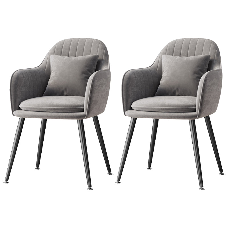 Flannelette Scandinavian Dining Arm Chair Solid Back Matte Color Dining Chair Grey 2 Piece Set Black Clearhalo ' kitchen&dining_furn' 'Dining Chairs' 'Dining Tables & Seating' 'dining_chair' 'furn' 'furn_dining_chair' 'Furniture' 'furniture_dining_chair' 'Kitchen & Dining Furniture' 'kitchen' 3852064