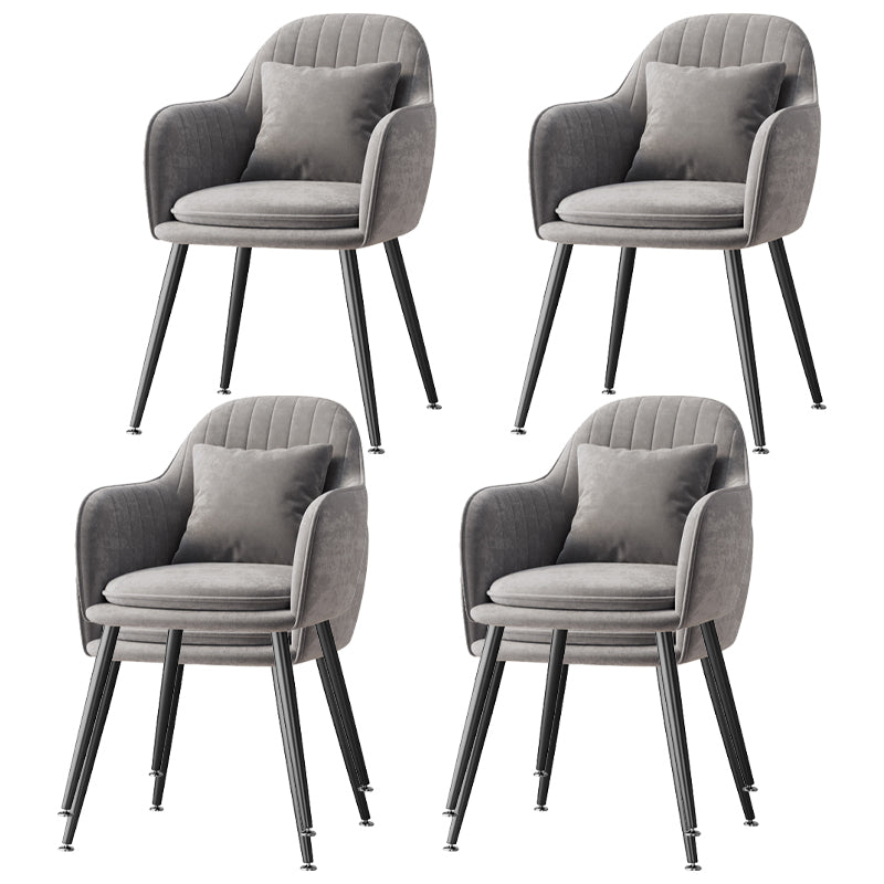 Flannelette Scandinavian Dining Arm Chair Solid Back Matte Color Dining Chair Grey 4 Piece Set Black Clearhalo ' kitchen&dining_furn' 'Dining Chairs' 'Dining Tables & Seating' 'dining_chair' 'furn' 'furn_dining_chair' 'Furniture' 'furniture_dining_chair' 'Kitchen & Dining Furniture' 'kitchen' 3852066