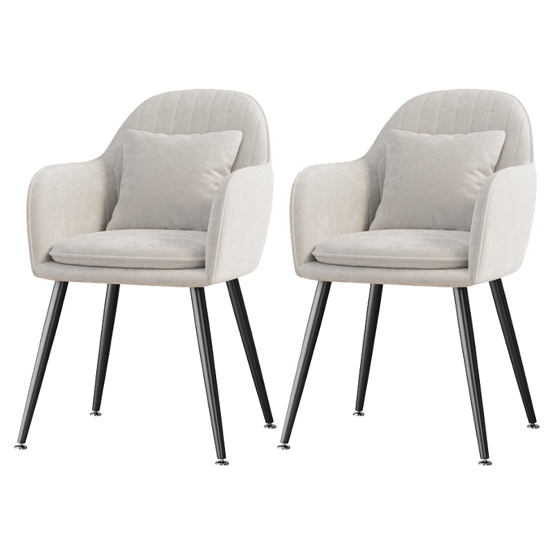 Flannelette Scandinavian Dining Arm Chair Solid Back Matte Color Dining Chair White 2 Piece Set Black Clearhalo ' kitchen&dining_furn' 'Dining Chairs' 'Dining Tables & Seating' 'dining_chair' 'furn' 'furn_dining_chair' 'Furniture' 'furniture_dining_chair' 'Kitchen & Dining Furniture' 'kitchen' 3852069