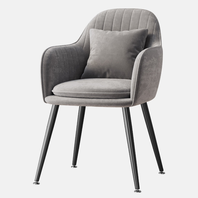 Flannelette Scandinavian Dining Arm Chair Solid Back Matte Color Dining Chair Grey 1 Piece Black Clearhalo ' kitchen&dining_furn' 'Dining Chairs' 'Dining Tables & Seating' 'dining_chair' 'furn' 'furn_dining_chair' 'Furniture' 'furniture_dining_chair' 'Kitchen & Dining Furniture' 'kitchen' 3852071