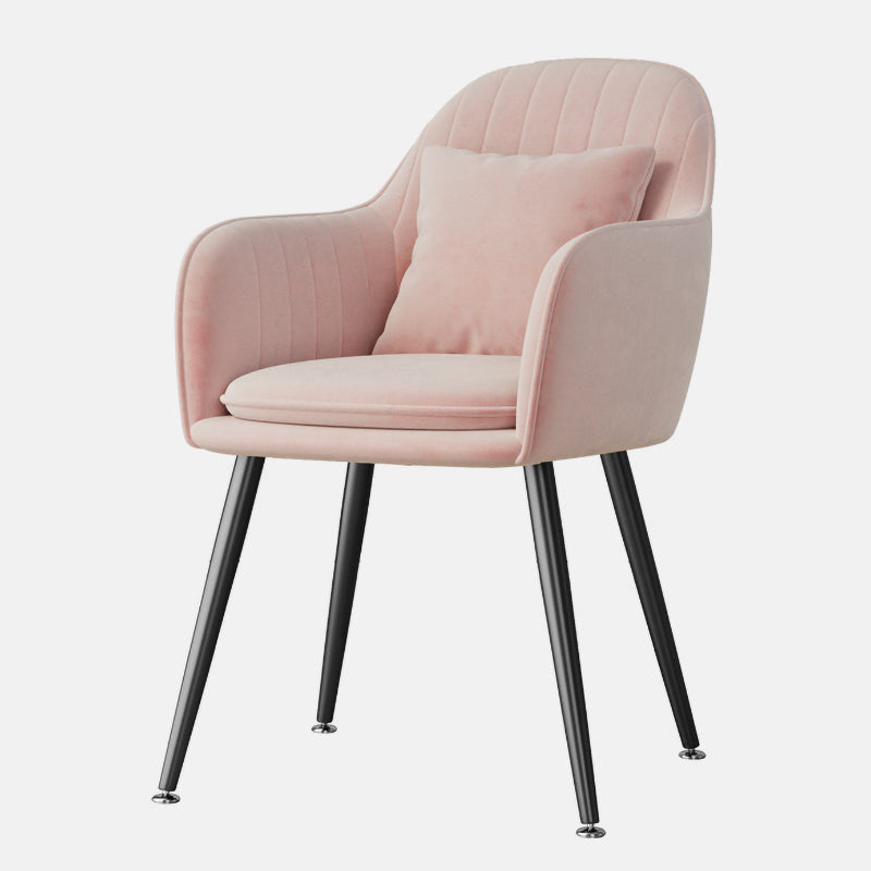Flannelette Scandinavian Dining Arm Chair Solid Back Matte Color Dining Chair Pink 1 Piece Black Clearhalo ' kitchen&dining_furn' 'Dining Chairs' 'Dining Tables & Seating' 'dining_chair' 'furn' 'furn_dining_chair' 'Furniture' 'furniture_dining_chair' 'Kitchen & Dining Furniture' 'kitchen' 3852074