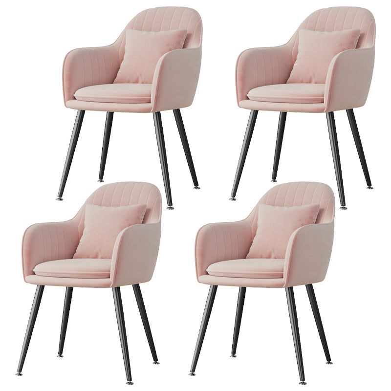 Flannelette Scandinavian Dining Arm Chair Solid Back Matte Color Dining Chair Pink 4 Piece Set Black Clearhalo ' kitchen&dining_furn' 'Dining Chairs' 'Dining Tables & Seating' 'dining_chair' 'furn' 'furn_dining_chair' 'Furniture' 'furniture_dining_chair' 'Kitchen & Dining Furniture' 'kitchen' 3852078