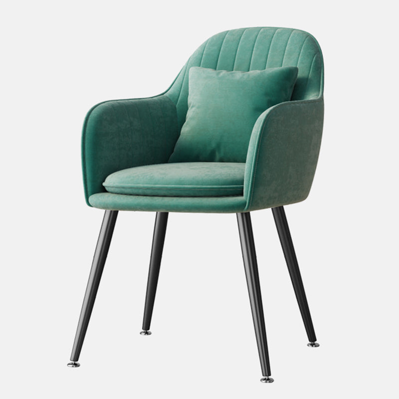 Flannelette Scandinavian Dining Arm Chair Solid Back Matte Color Dining Chair Green 1 Piece Black Clearhalo ' kitchen&dining_furn' 'Dining Chairs' 'Dining Tables & Seating' 'dining_chair' 'furn' 'furn_dining_chair' 'Furniture' 'furniture_dining_chair' 'Kitchen & Dining Furniture' 'kitchen' 3852080
