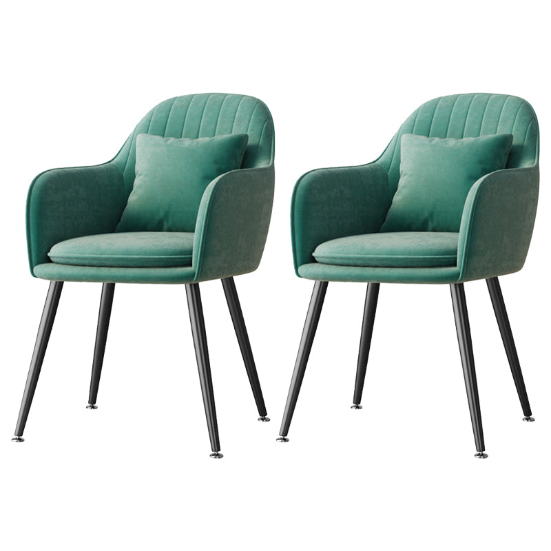 Flannelette Scandinavian Dining Arm Chair Solid Back Matte Color Dining Chair Green 2 Piece Set Black Clearhalo ' kitchen&dining_furn' 'Dining Chairs' 'Dining Tables & Seating' 'dining_chair' 'furn' 'furn_dining_chair' 'Furniture' 'furniture_dining_chair' 'Kitchen & Dining Furniture' 'kitchen' 3852082