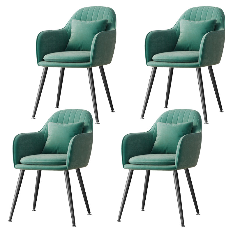Flannelette Scandinavian Dining Arm Chair Solid Back Matte Color Dining Chair Green 4 Piece Set Black Clearhalo ' kitchen&dining_furn' 'Dining Chairs' 'Dining Tables & Seating' 'dining_chair' 'furn' 'furn_dining_chair' 'Furniture' 'furniture_dining_chair' 'Kitchen & Dining Furniture' 'kitchen' 3852084