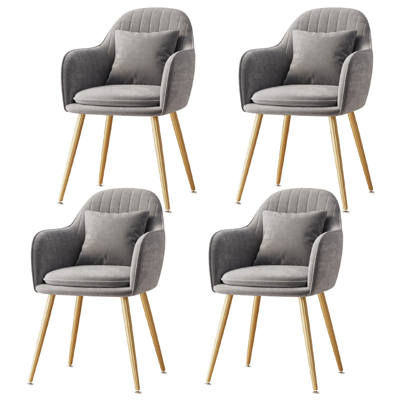 Flannelette Scandinavian Dining Arm Chair Solid Back Matte Color Dining Chair Grey 4 Piece Set Brass Gold Clearhalo ' kitchen&dining_furn' 'Dining Chairs' 'Dining Tables & Seating' 'dining_chair' 'furn' 'furn_dining_chair' 'Furniture' 'furniture_dining_chair' 'Kitchen & Dining Furniture' 'kitchen' 3852087