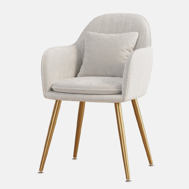 Flannelette Scandinavian Dining Arm Chair Solid Back Matte Color Dining Chair White 1 Piece Brass Gold Clearhalo ' kitchen&dining_furn' 'Dining Chairs' 'Dining Tables & Seating' 'dining_chair' 'furn' 'furn_dining_chair' 'Furniture' 'furniture_dining_chair' 'Kitchen & Dining Furniture' 'kitchen' 3852088