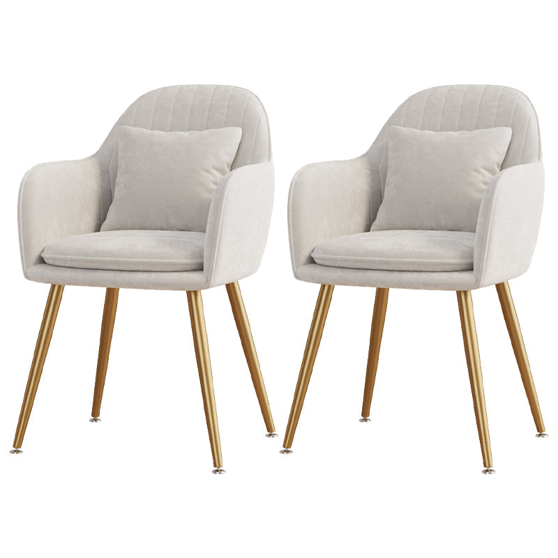 Flannelette Scandinavian Dining Arm Chair Solid Back Matte Color Dining Chair White 2 Piece Set Brass Gold Clearhalo ' kitchen&dining_furn' 'Dining Chairs' 'Dining Tables & Seating' 'dining_chair' 'furn' 'furn_dining_chair' 'Furniture' 'furniture_dining_chair' 'Kitchen & Dining Furniture' 'kitchen' 3852089