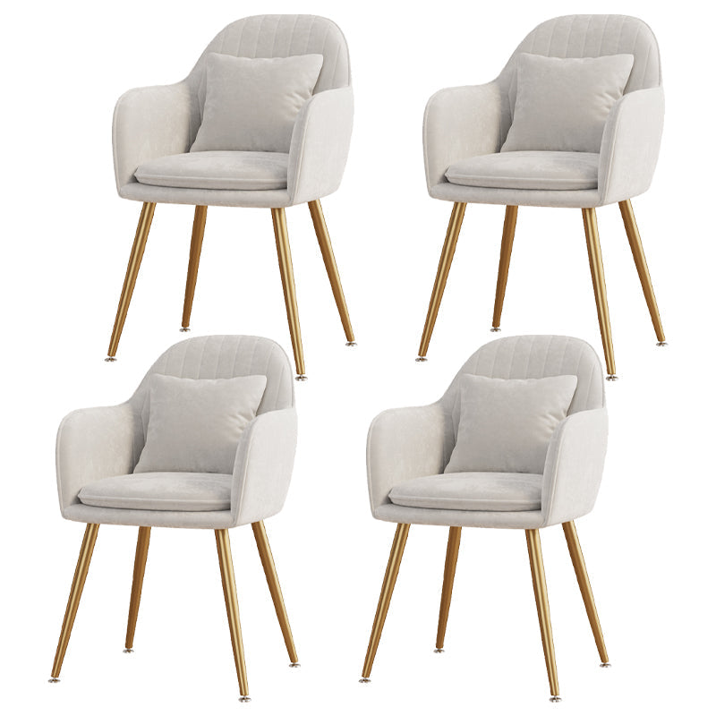 Flannelette Scandinavian Dining Arm Chair Solid Back Matte Color Dining Chair White 4 Piece Set Brass Gold Clearhalo ' kitchen&dining_furn' 'Dining Chairs' 'Dining Tables & Seating' 'dining_chair' 'furn' 'furn_dining_chair' 'Furniture' 'furniture_dining_chair' 'Kitchen & Dining Furniture' 'kitchen' 3852090