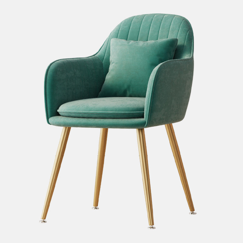 Flannelette Scandinavian Dining Arm Chair Solid Back Matte Color Dining Chair Green 1 Piece Brass Gold Clearhalo ' kitchen&dining_furn' 'Dining Chairs' 'Dining Tables & Seating' 'dining_chair' 'furn' 'furn_dining_chair' 'Furniture' 'furniture_dining_chair' 'Kitchen & Dining Furniture' 'kitchen' 3852094