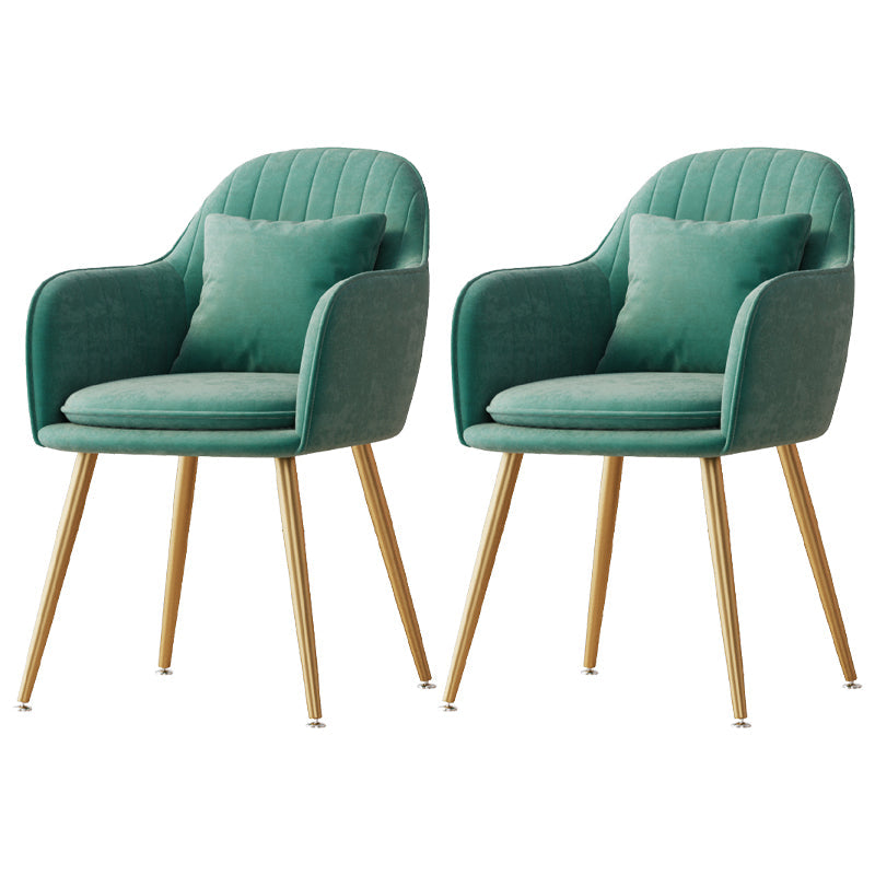 Flannelette Scandinavian Dining Arm Chair Solid Back Matte Color Dining Chair Green 2 Piece Set Brass Gold Clearhalo ' kitchen&dining_furn' 'Dining Chairs' 'Dining Tables & Seating' 'dining_chair' 'furn' 'furn_dining_chair' 'Furniture' 'furniture_dining_chair' 'Kitchen & Dining Furniture' 'kitchen' 3852095