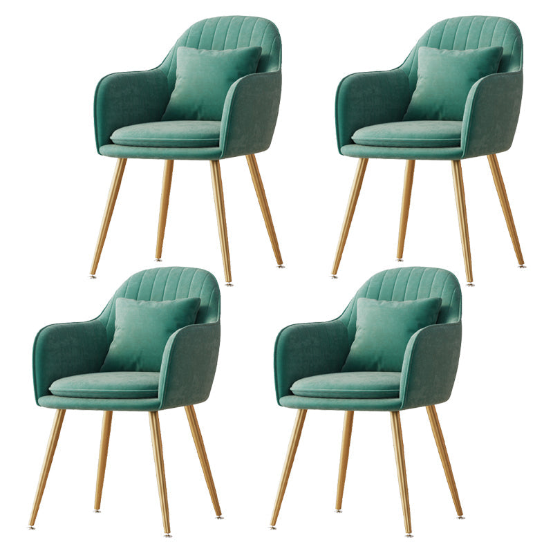 Flannelette Scandinavian Dining Arm Chair Solid Back Matte Color Dining Chair Green 4 Piece Set Brass Gold Clearhalo ' kitchen&dining_furn' 'Dining Chairs' 'Dining Tables & Seating' 'dining_chair' 'furn' 'furn_dining_chair' 'Furniture' 'furniture_dining_chair' 'Kitchen & Dining Furniture' 'kitchen' 3852096