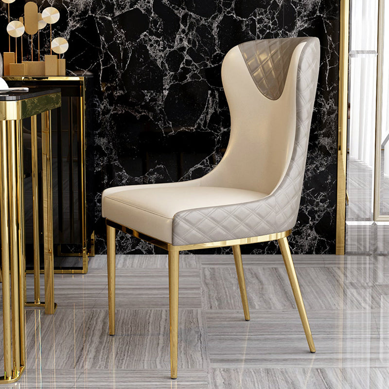 Leather Upholstered Armless Dining Chairs Wingback Side Chair with Metal Legs Grey 1 Piece Clearhalo ' kitchen&dining_furn' 'Dining Chairs' 'Dining Tables & Seating' 'dining_chair' 'furn' 'furn_dining_chair' 'Furniture' 'furniture_dining_chair' 'Kitchen & Dining Furniture' 'kitchen' 3852098