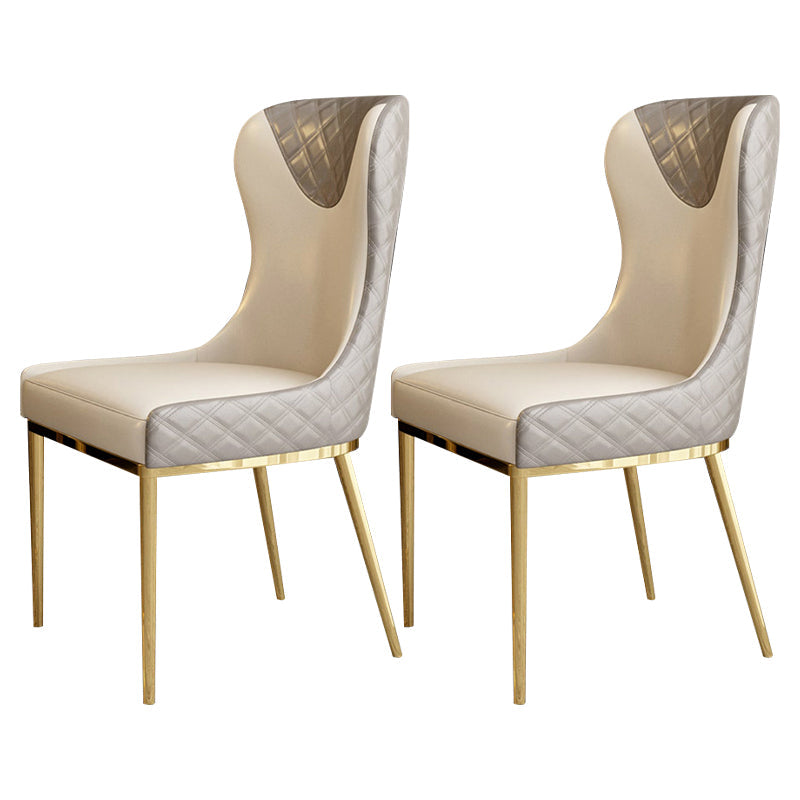 Leather Upholstered Armless Dining Chairs Wingback Side Chair with Metal Legs Grey 2 Piece Set Clearhalo ' kitchen&dining_furn' 'Dining Chairs' 'Dining Tables & Seating' 'dining_chair' 'furn' 'furn_dining_chair' 'Furniture' 'furniture_dining_chair' 'Kitchen & Dining Furniture' 'kitchen' 3852100