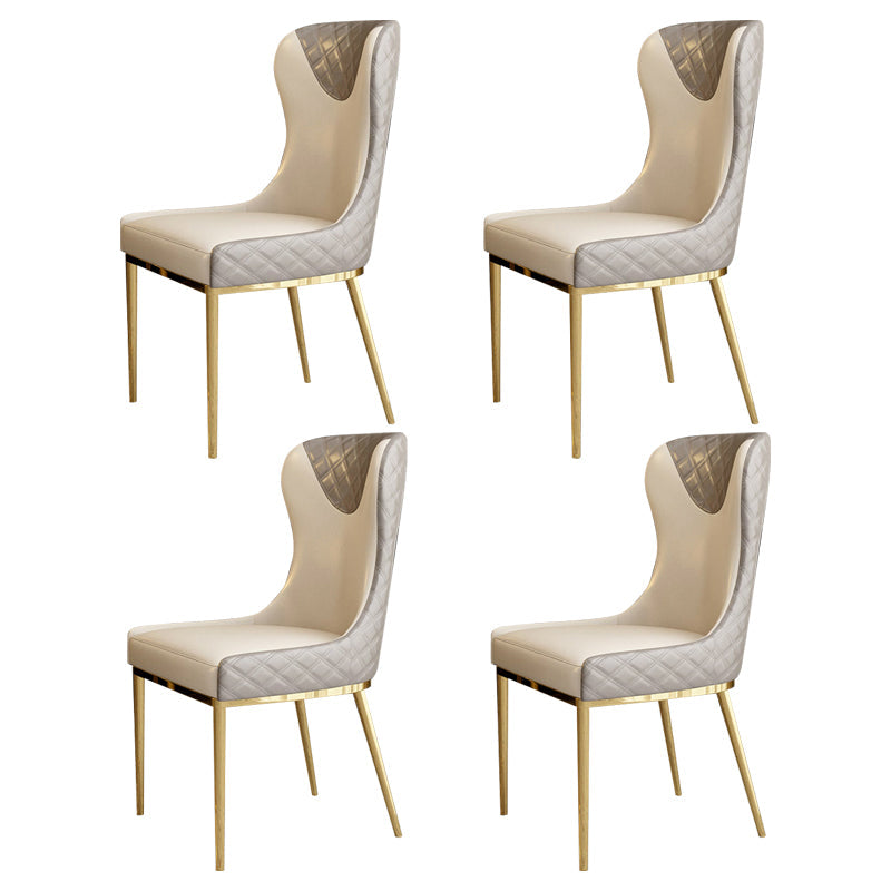 Leather Upholstered Armless Dining Chairs Wingback Side Chair with Metal Legs Grey 4 Piece Set Clearhalo ' kitchen&dining_furn' 'Dining Chairs' 'Dining Tables & Seating' 'dining_chair' 'furn' 'furn_dining_chair' 'Furniture' 'furniture_dining_chair' 'Kitchen & Dining Furniture' 'kitchen' 3852102