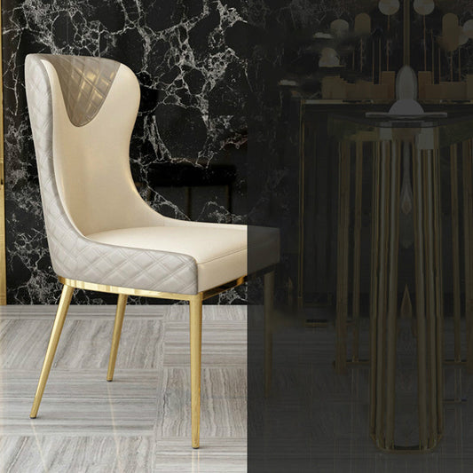 Leather Upholstered Armless Dining Chairs Wingback Side Chair with Metal Legs Clearhalo ' kitchen&dining_furn' 'Dining Chairs' 'Dining Tables & Seating' 'dining_chair' 'furn' 'furn_dining_chair' 'Furniture' 'furniture_dining_chair' 'Kitchen & Dining Furniture' 'kitchen' 3852104