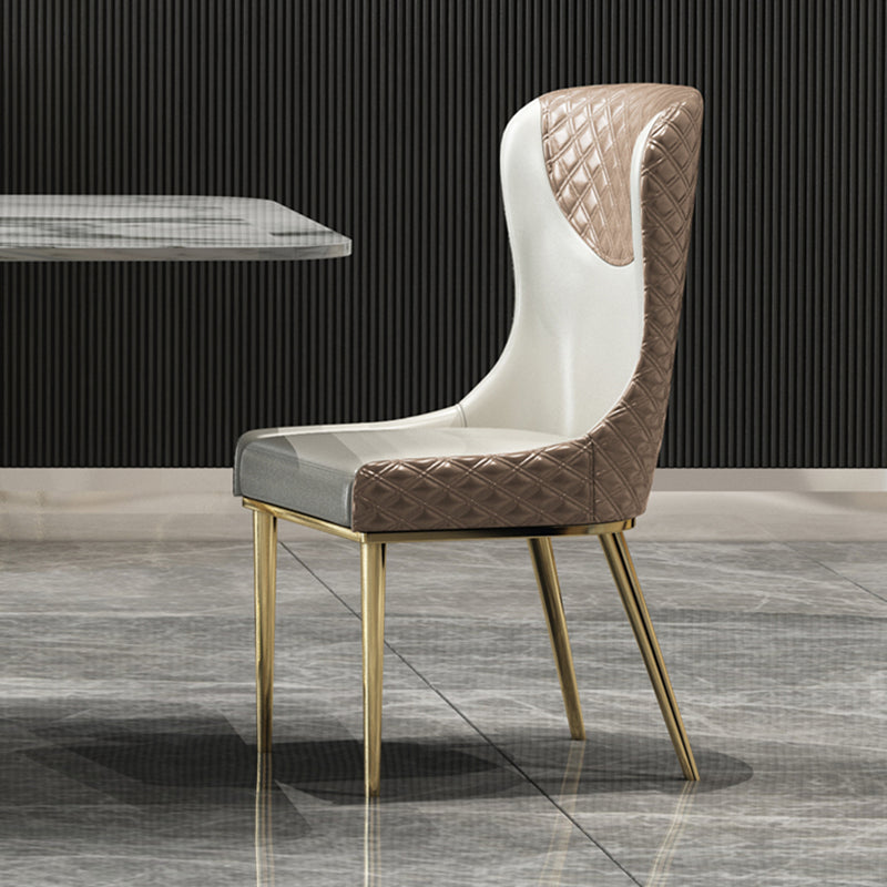 Leather Upholstered Armless Dining Chairs Wingback Side Chair with Metal Legs Light Brown 1 Piece Clearhalo ' kitchen&dining_furn' 'Dining Chairs' 'Dining Tables & Seating' 'dining_chair' 'furn' 'furn_dining_chair' 'Furniture' 'furniture_dining_chair' 'Kitchen & Dining Furniture' 'kitchen' 3852109