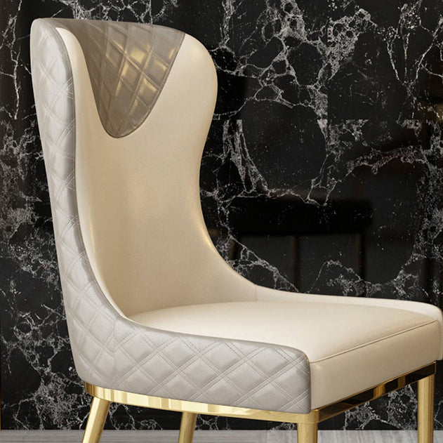 Leather Upholstered Armless Dining Chairs Wingback Side Chair with Metal Legs Clearhalo ' kitchen&dining_furn' 'Dining Chairs' 'Dining Tables & Seating' 'dining_chair' 'furn' 'furn_dining_chair' 'Furniture' 'furniture_dining_chair' 'Kitchen & Dining Furniture' 'kitchen' 3852110