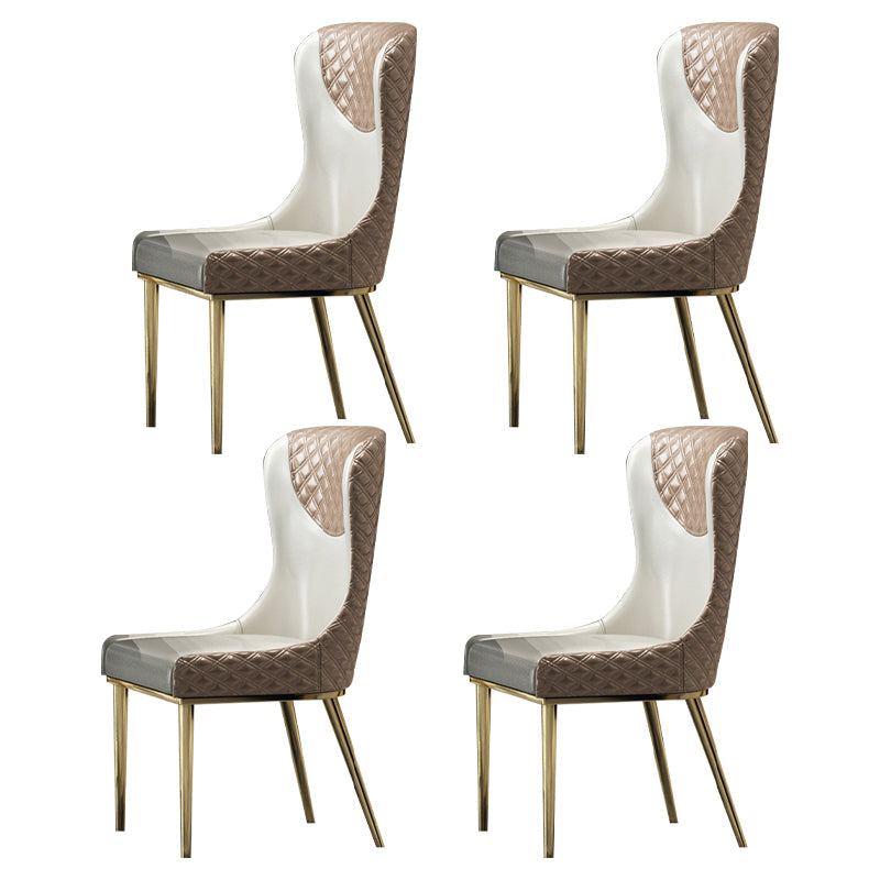 Leather Upholstered Armless Dining Chairs Wingback Side Chair with Metal Legs Light Brown 4 Piece Set Clearhalo ' kitchen&dining_furn' 'Dining Chairs' 'Dining Tables & Seating' 'dining_chair' 'furn' 'furn_dining_chair' 'Furniture' 'furniture_dining_chair' 'Kitchen & Dining Furniture' 'kitchen' 3852114