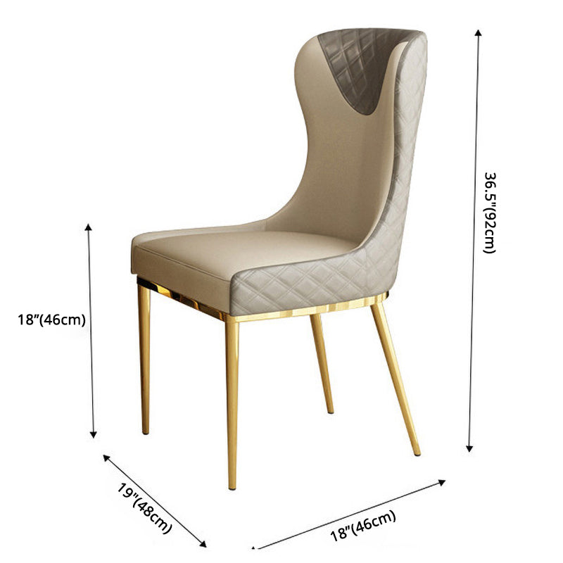 Leather Upholstered Armless Dining Chairs Wingback Side Chair with Metal Legs Clearhalo ' kitchen&dining_furn' 'Dining Chairs' 'Dining Tables & Seating' 'dining_chair' 'furn' 'furn_dining_chair' 'Furniture' 'furniture_dining_chair' 'Kitchen & Dining Furniture' 'kitchen' 3852116