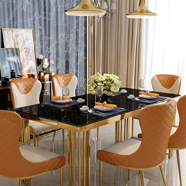 Leather Upholstered Armless Dining Chairs Wingback Side Chair with Metal Legs Clearhalo ' kitchen&dining_furn' 'Dining Chairs' 'Dining Tables & Seating' 'dining_chair' 'furn' 'furn_dining_chair' 'Furniture' 'furniture_dining_chair' 'Kitchen & Dining Furniture' 'kitchen' 3852118