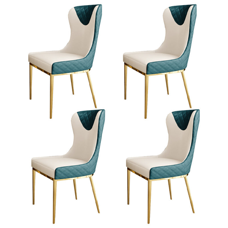 Leather Upholstered Armless Dining Chairs Wingback Side Chair with Metal Legs Peacock Green 4 Piece Set Clearhalo ' kitchen&dining_furn' 'Dining Chairs' 'Dining Tables & Seating' 'dining_chair' 'furn' 'furn_dining_chair' 'Furniture' 'furniture_dining_chair' 'Kitchen & Dining Furniture' 'kitchen' 3852119