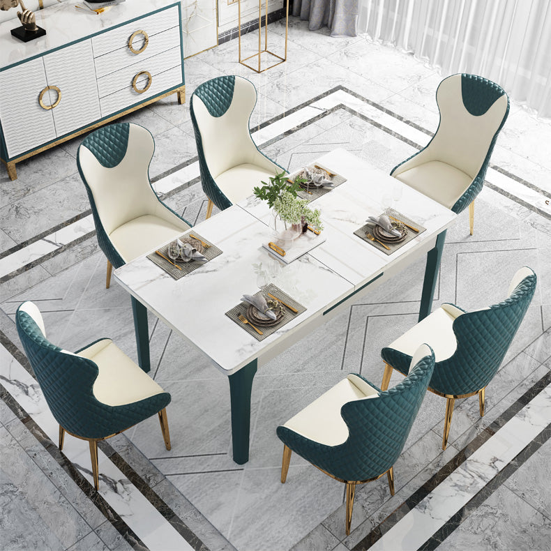 Leather Upholstered Armless Dining Chairs Wingback Side Chair with Metal Legs Clearhalo ' kitchen&dining_furn' 'Dining Chairs' 'Dining Tables & Seating' 'dining_chair' 'furn' 'furn_dining_chair' 'Furniture' 'furniture_dining_chair' 'Kitchen & Dining Furniture' 'kitchen' 3852120