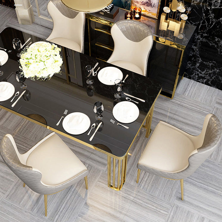 Leather Upholstered Armless Dining Chairs Wingback Side Chair with Metal Legs Clearhalo ' kitchen&dining_furn' 'Dining Chairs' 'Dining Tables & Seating' 'dining_chair' 'furn' 'furn_dining_chair' 'Furniture' 'furniture_dining_chair' 'Kitchen & Dining Furniture' 'kitchen' 3852121