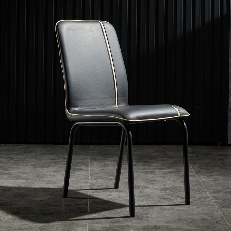 Contemporary Style Leather Dining Chair Kitchen Armless Chair with Metal Legs Black 1 Piece Clearhalo ' kitchen&dining_furn' 'Dining Chairs' 'Dining Tables & Seating' 'dining_chair' 'furn' 'furn_dining_chair' 'Furniture' 'furniture_dining_chair' 'Kitchen & Dining Furniture' 'kitchen' 3852123