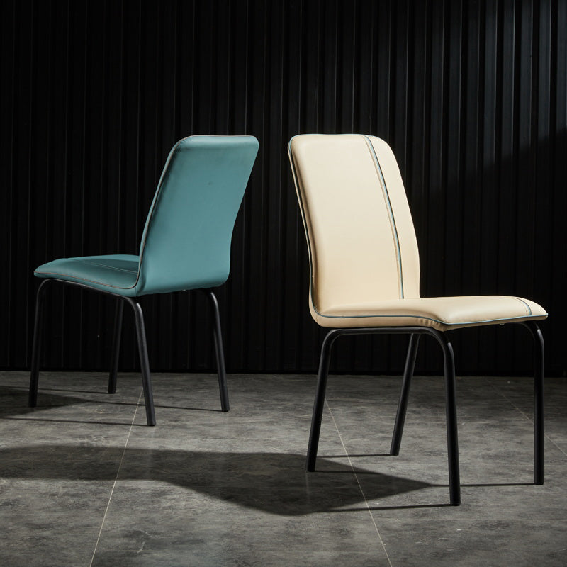 Contemporary Style Leather Dining Chair Kitchen Armless Chair with Metal Legs Clearhalo ' kitchen&dining_furn' 'Dining Chairs' 'Dining Tables & Seating' 'dining_chair' 'furn' 'furn_dining_chair' 'Furniture' 'furniture_dining_chair' 'Kitchen & Dining Furniture' 'kitchen' 3852124