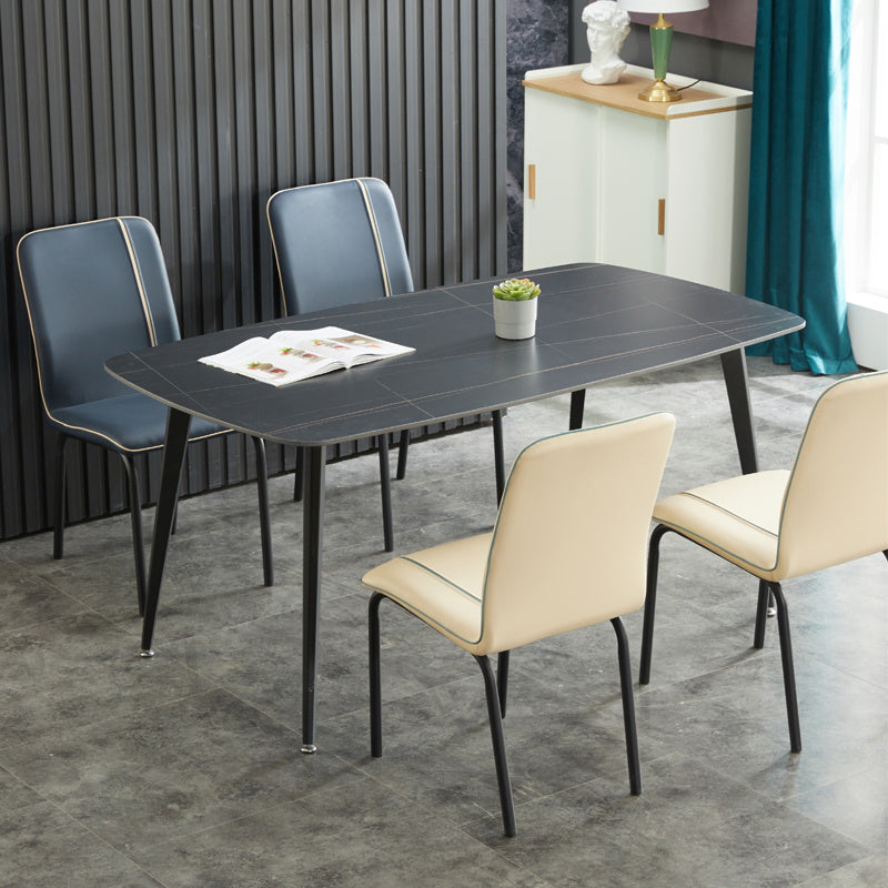 Contemporary Style Leather Dining Chair Kitchen Armless Chair with Metal Legs Clearhalo ' kitchen&dining_furn' 'Dining Chairs' 'Dining Tables & Seating' 'dining_chair' 'furn' 'furn_dining_chair' 'Furniture' 'furniture_dining_chair' 'Kitchen & Dining Furniture' 'kitchen' 3852127