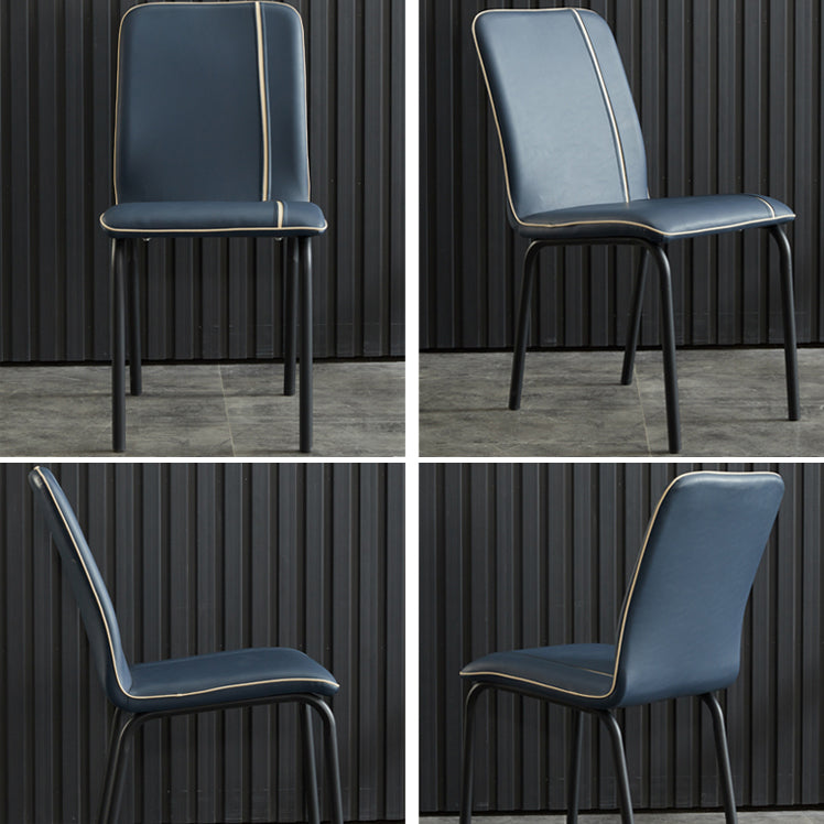 Contemporary Style Leather Dining Chair Kitchen Armless Chair with Metal Legs Clearhalo ' kitchen&dining_furn' 'Dining Chairs' 'Dining Tables & Seating' 'dining_chair' 'furn' 'furn_dining_chair' 'Furniture' 'furniture_dining_chair' 'Kitchen & Dining Furniture' 'kitchen' 3852139