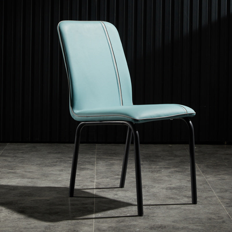 Contemporary Style Leather Dining Chair Kitchen Armless Chair with Metal Legs Light Green 1 Piece Clearhalo ' kitchen&dining_furn' 'Dining Chairs' 'Dining Tables & Seating' 'dining_chair' 'furn' 'furn_dining_chair' 'Furniture' 'furniture_dining_chair' 'Kitchen & Dining Furniture' 'kitchen' 3852141