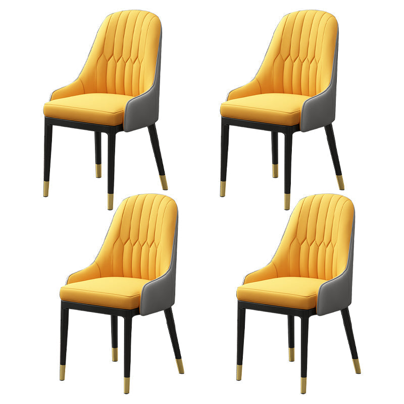 Metal Scandinavian Style Dining Chair Parsons Dining Room Arm Chair for Home Yellow-Gray 4 Piece Set Clearhalo ' kitchen&dining_furn' 'Dining Chairs' 'Dining Tables & Seating' 'dining_chair' 'furn' 'furn_dining_chair' 'Furniture' 'furniture_dining_chair' 'Kitchen & Dining Furniture' 'kitchen' 3852185