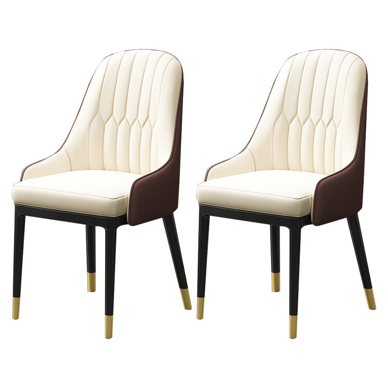 Metal Scandinavian Style Dining Chair Parsons Dining Room Arm Chair for Home White-Brown 2 Piece Set Clearhalo ' kitchen&dining_furn' 'Dining Chairs' 'Dining Tables & Seating' 'dining_chair' 'furn' 'furn_dining_chair' 'Furniture' 'furniture_dining_chair' 'Kitchen & Dining Furniture' 'kitchen' 3852187