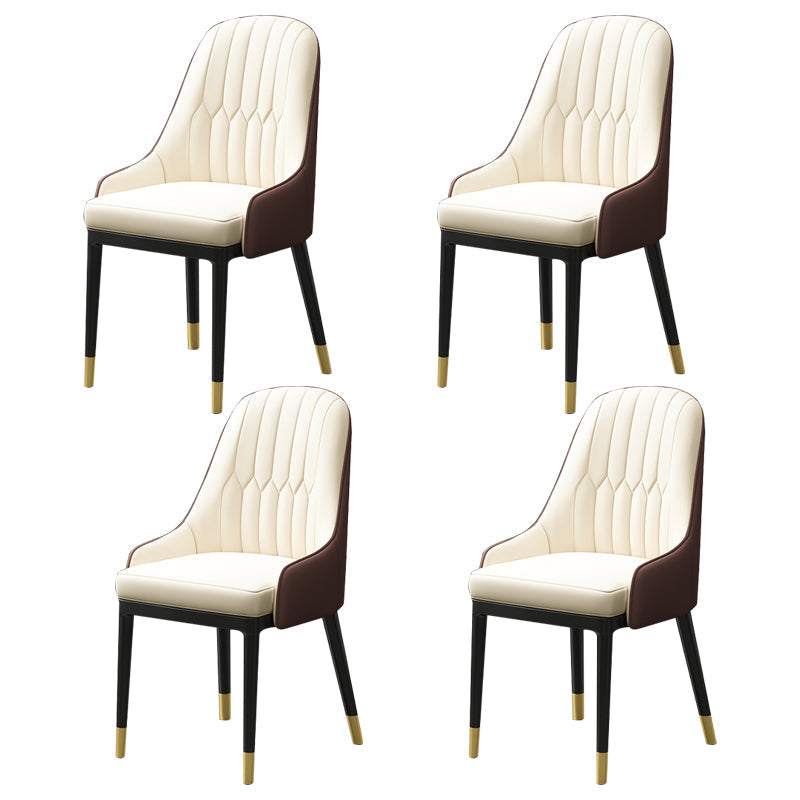 Metal Scandinavian Style Dining Chair Parsons Dining Room Arm Chair for Home White-Brown 4 Piece Set Clearhalo ' kitchen&dining_furn' 'Dining Chairs' 'Dining Tables & Seating' 'dining_chair' 'furn' 'furn_dining_chair' 'Furniture' 'furniture_dining_chair' 'Kitchen & Dining Furniture' 'kitchen' 3852188