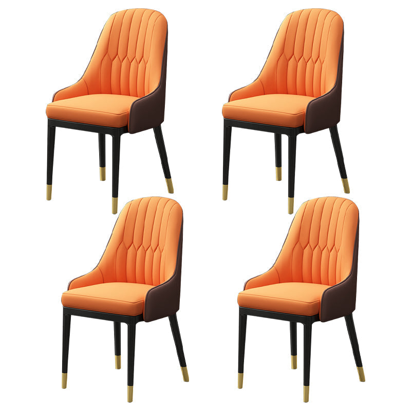 Metal Scandinavian Style Dining Chair Parsons Dining Room Arm Chair for Home Khaki-Orange 4 Piece Set Clearhalo ' kitchen&dining_furn' 'Dining Chairs' 'Dining Tables & Seating' 'dining_chair' 'furn' 'furn_dining_chair' 'Furniture' 'furniture_dining_chair' 'Kitchen & Dining Furniture' 'kitchen' 3852191