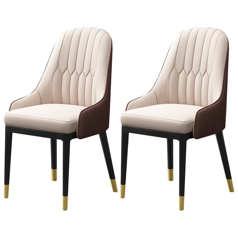 Metal Scandinavian Style Dining Chair Parsons Dining Room Arm Chair for Home Beige-Coffee 2 Piece Set Clearhalo ' kitchen&dining_furn' 'Dining Chairs' 'Dining Tables & Seating' 'dining_chair' 'furn' 'furn_dining_chair' 'Furniture' 'furniture_dining_chair' 'Kitchen & Dining Furniture' 'kitchen' 3852196