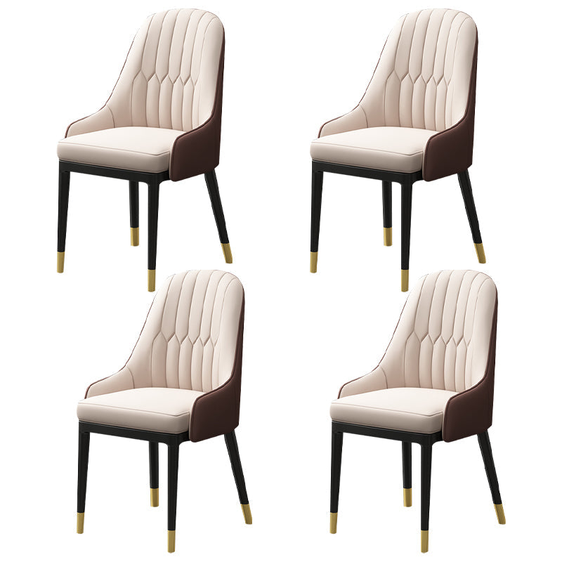 Metal Scandinavian Style Dining Chair Parsons Dining Room Arm Chair for Home Beige-Coffee 4 Piece Set Clearhalo ' kitchen&dining_furn' 'Dining Chairs' 'Dining Tables & Seating' 'dining_chair' 'furn' 'furn_dining_chair' 'Furniture' 'furniture_dining_chair' 'Kitchen & Dining Furniture' 'kitchen' 3852197