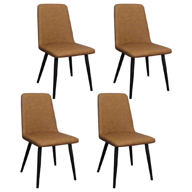 Contemporary Metal Dining Room Chairs Upholstered Linen Fabric Dining Chair for Home Use Brown 4 Piece Set Clearhalo ' kitchen&dining_furn' 'Dining Chairs' 'Dining Tables & Seating' 'dining_chair' 'furn' 'furn_dining_chair' 'Furniture' 'furniture_dining_chair' 'Kitchen & Dining Furniture' 'kitchen' 3852215