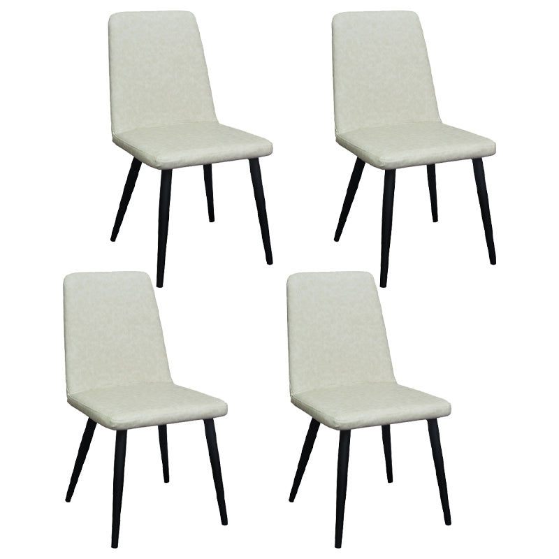 Contemporary Metal Dining Room Chairs Upholstered Linen Fabric Dining Chair for Home Use Off-White 4 Piece Set Clearhalo ' kitchen&dining_furn' 'Dining Chairs' 'Dining Tables & Seating' 'dining_chair' 'furn' 'furn_dining_chair' 'Furniture' 'furniture_dining_chair' 'Kitchen & Dining Furniture' 'kitchen' 3852222