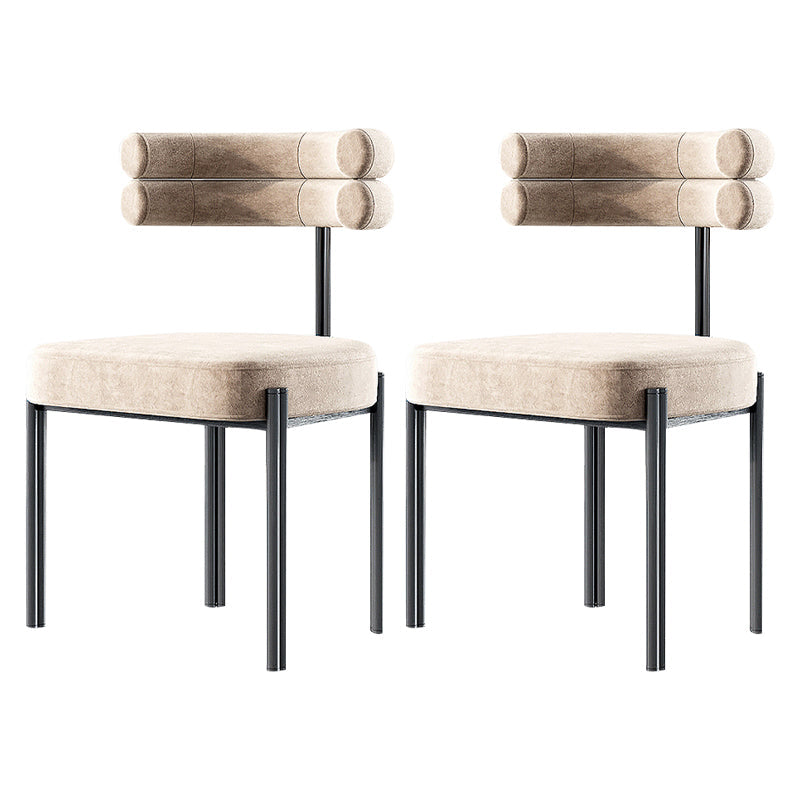 Contemporary Style Metal Dining Chairs Armless Dining Chairs for Kitchen Khaki 2 Piece Set Clearhalo ' kitchen&dining_furn' 'Dining Chairs' 'Dining Tables & Seating' 'dining_chair' 'furn' 'furn_dining_chair' 'Furniture' 'furniture_dining_chair' 'Kitchen & Dining Furniture' 'kitchen' 3852237