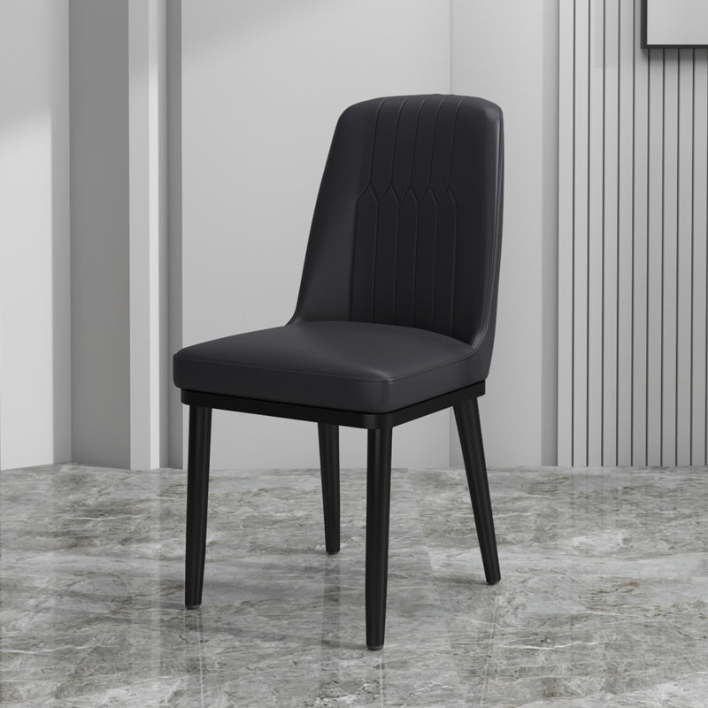 Scandinavian Style Metal Dining Chair Armless Parsons Dining Chair for Home Textured Black 1 Piece Clearhalo ' kitchen&dining_furn' 'Dining Chairs' 'Dining Tables & Seating' 'dining_chair' 'furn' 'furn_dining_chair' 'Furniture' 'furniture_dining_chair' 'Kitchen & Dining Furniture' 'kitchen' 3852248