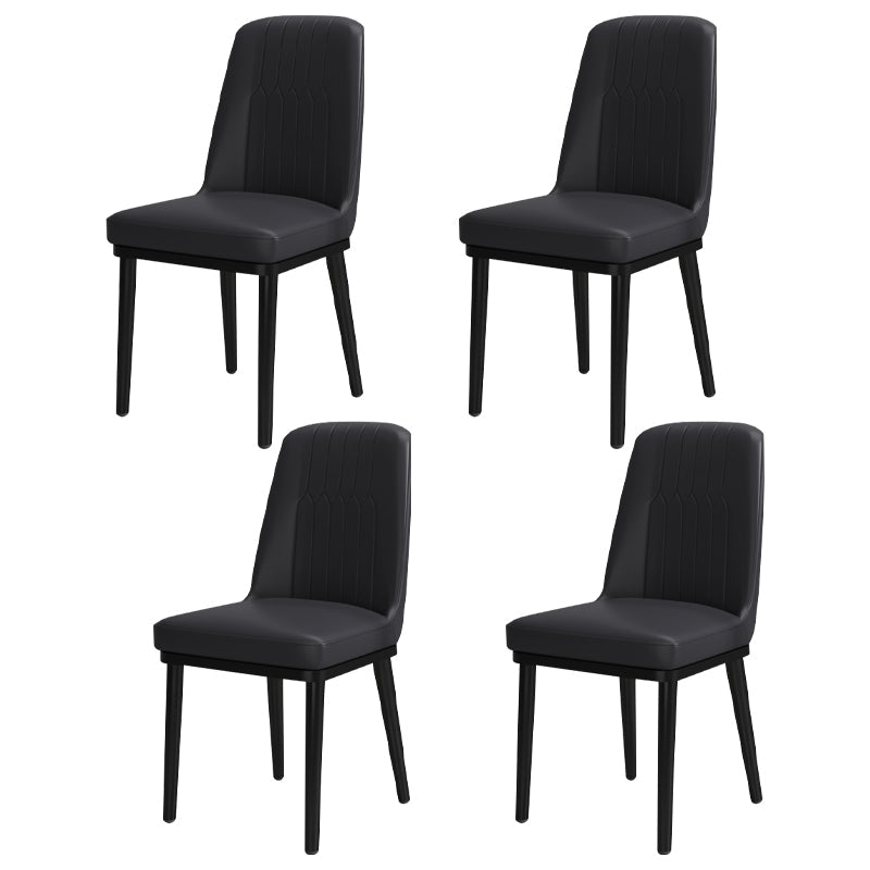 Scandinavian Style Metal Dining Chair Armless Parsons Dining Chair for Home Textured Black 4 Piece Set Clearhalo ' kitchen&dining_furn' 'Dining Chairs' 'Dining Tables & Seating' 'dining_chair' 'furn' 'furn_dining_chair' 'Furniture' 'furniture_dining_chair' 'Kitchen & Dining Furniture' 'kitchen' 3852251