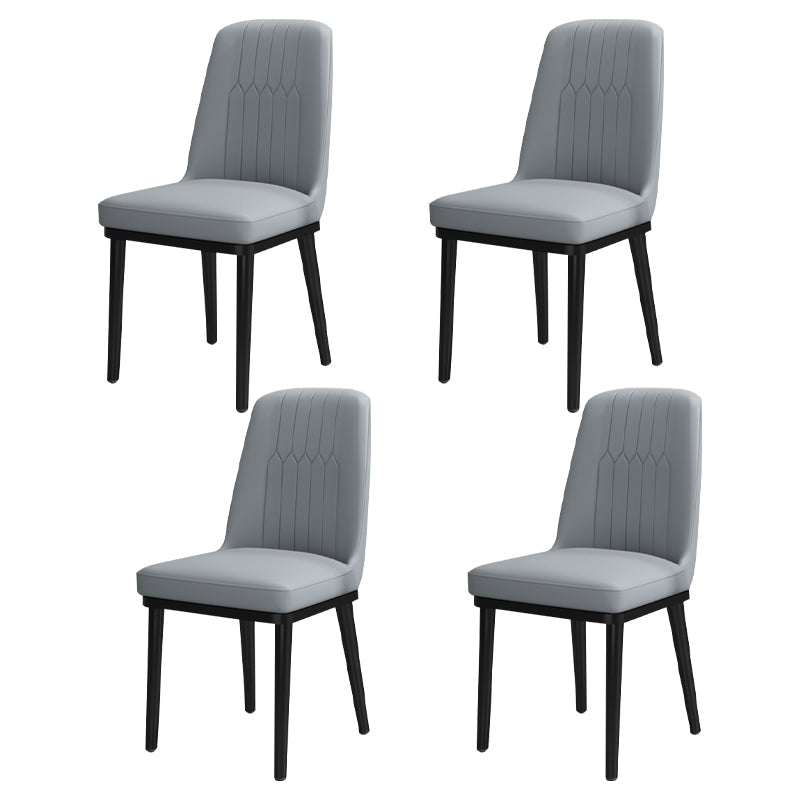 Scandinavian Style Metal Dining Chair Armless Parsons Dining Chair for Home Gray Black 4 Piece Set Clearhalo ' kitchen&dining_furn' 'Dining Chairs' 'Dining Tables & Seating' 'dining_chair' 'furn' 'furn_dining_chair' 'Furniture' 'furniture_dining_chair' 'Kitchen & Dining Furniture' 'kitchen' 3852257